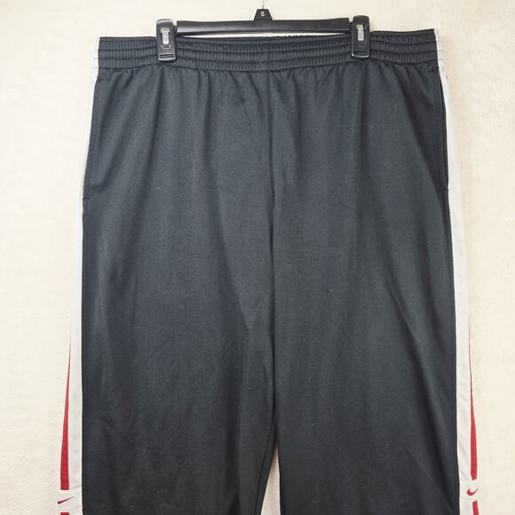 Vintage Nike Track Sweatpants Mens XL Black Baggy Loose Fit Silver Tag Striped - Picture 3 of 13